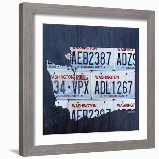 Washington License Plate Map-Design Turnpike-Framed Giclee Print