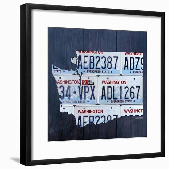 Washington License Plate Map-Design Turnpike-Framed Giclee Print