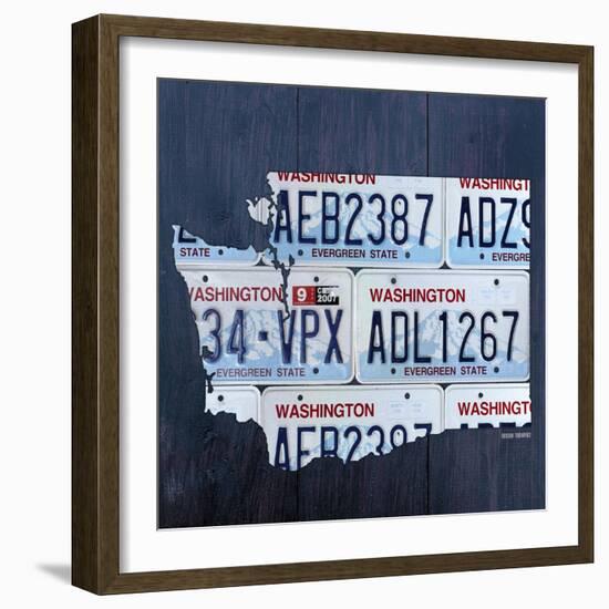 Washington License Plate Map-Design Turnpike-Framed Giclee Print