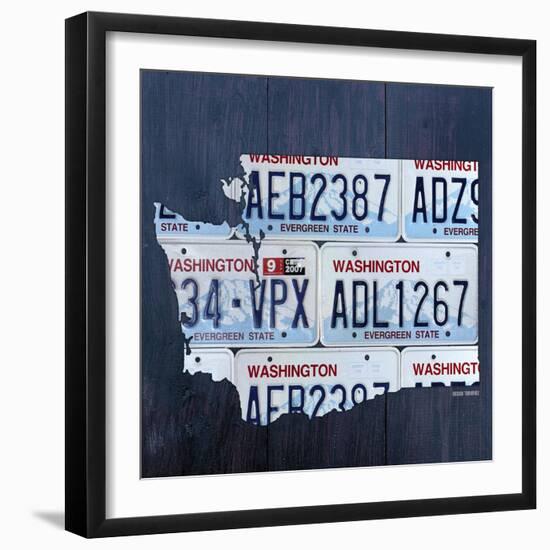 Washington License Plate Map-Design Turnpike-Framed Giclee Print