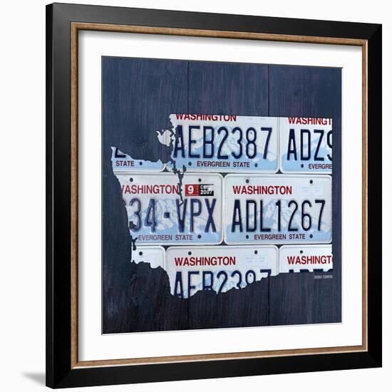 Washington License Plate Map-Design Turnpike-Framed Giclee Print