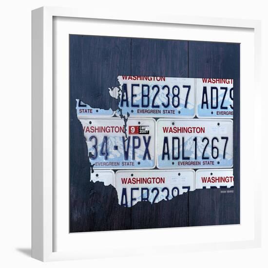 Washington License Plate Map-Design Turnpike-Framed Giclee Print