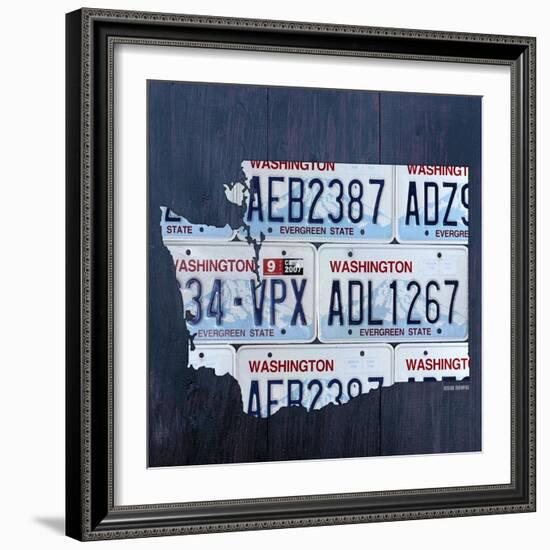 Washington License Plate Map-Design Turnpike-Framed Giclee Print