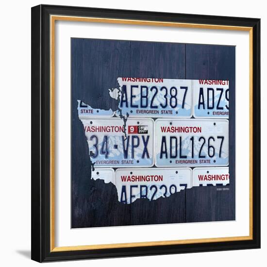 Washington License Plate Map-Design Turnpike-Framed Giclee Print