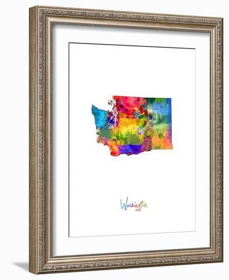 Washington Map-Michael Tompsett-Framed Art Print