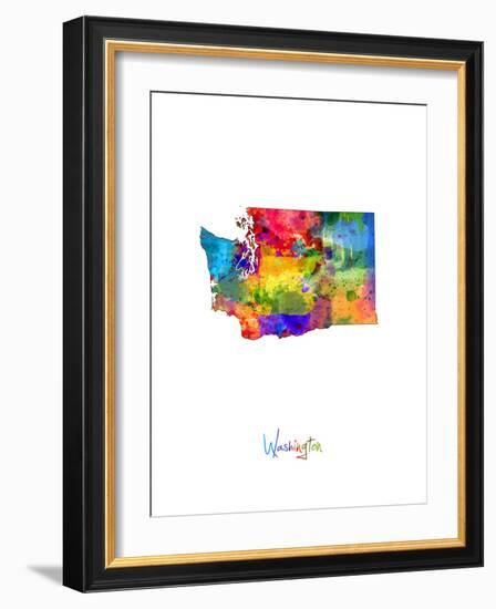 Washington Map-Michael Tompsett-Framed Art Print