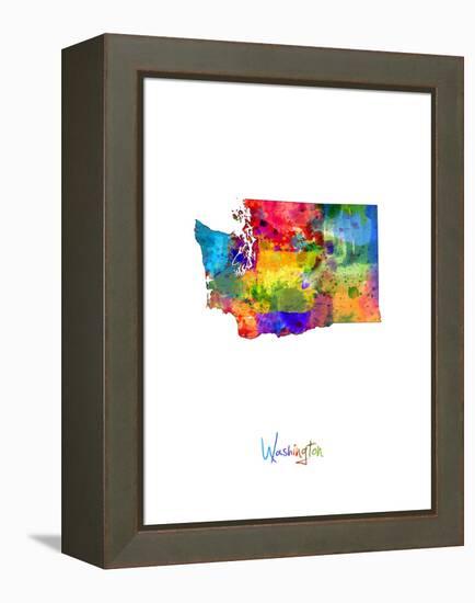 Washington Map-Michael Tompsett-Framed Stretched Canvas