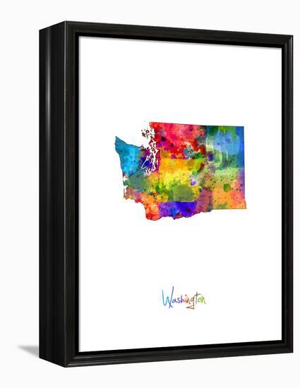 Washington Map-Michael Tompsett-Framed Stretched Canvas