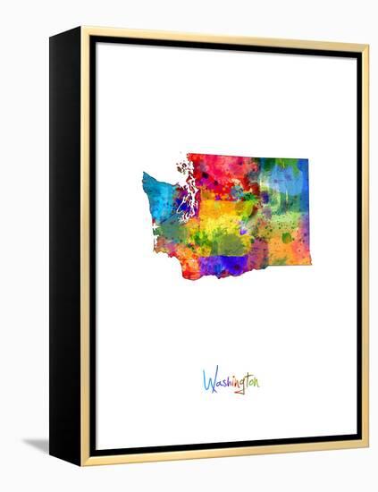 Washington Map-Michael Tompsett-Framed Stretched Canvas