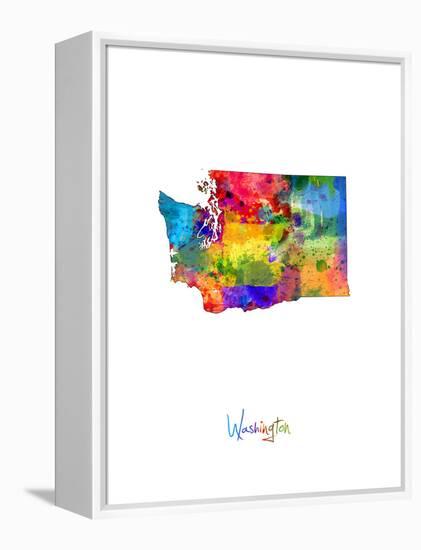 Washington Map-Michael Tompsett-Framed Stretched Canvas