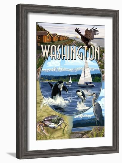 Washington - Montage-Lantern Press-Framed Art Print