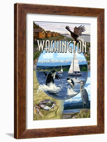 Washington - Montage-Lantern Press-Framed Art Print