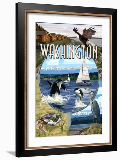 Washington - Montage-Lantern Press-Framed Art Print