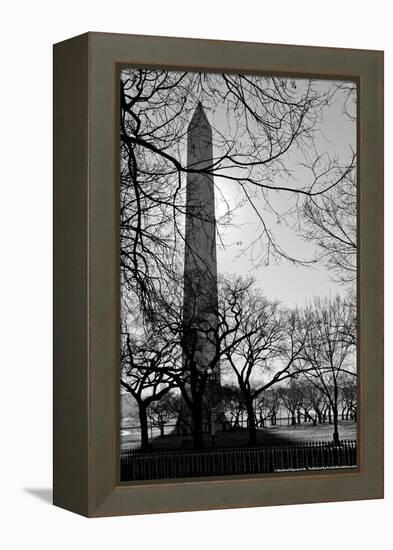 Washington Monument Black and White DC-null-Framed Stretched Canvas