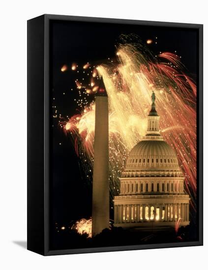 Washington Monument Capitol Building Washington, D.C. USA-null-Framed Premier Image Canvas