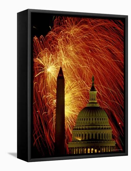 Washington Monument Capitol Building Washington, D.C. USA-null-Framed Premier Image Canvas