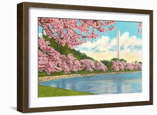 Washington Monument, Cherry Blossoms, Washington D.C.-null-Framed Premium Giclee Print