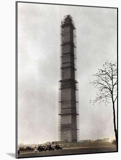 Washington Monument Covered with Scaffolds-null-Mounted Photographic Print