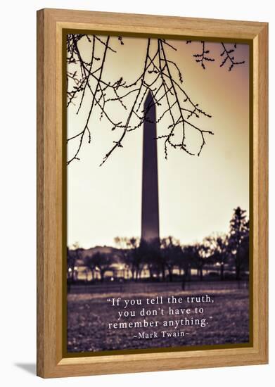 Washington Monument, Cross Processed Look in Washington, DC with Mark Twain Quote-null-Framed Stretched Canvas