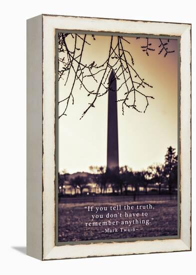 Washington Monument, Cross Processed Look in Washington, DC with Mark Twain Quote-null-Framed Stretched Canvas