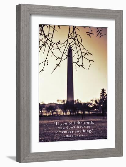 Washington Monument, Cross Processed Look in Washington, DC with Mark Twain Quote-null-Framed Photo