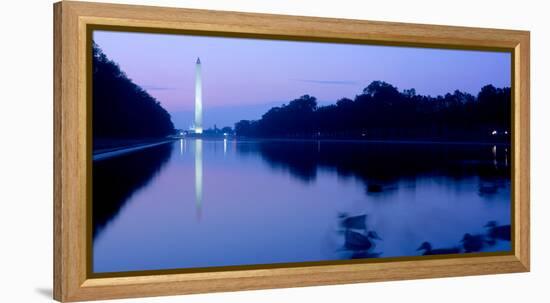 Washington Monument reflecting in pool at dawn, Washington DC, USA-null-Framed Premier Image Canvas