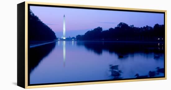 Washington Monument reflecting in pool at dawn, Washington DC, USA-null-Framed Premier Image Canvas