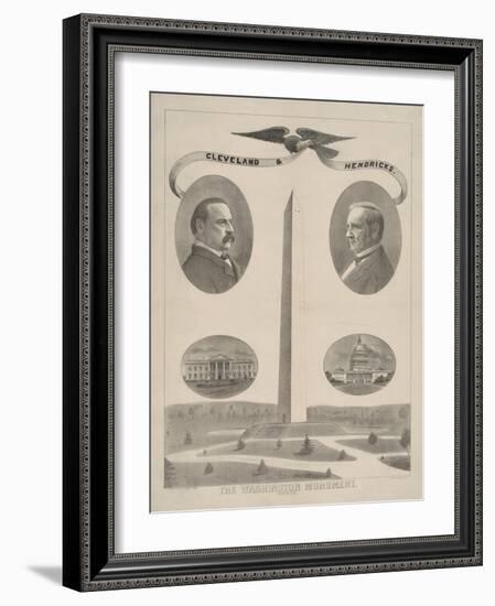 Washington Monument with Grover Cleveland and Thomas A. Hendricks-null-Framed Giclee Print