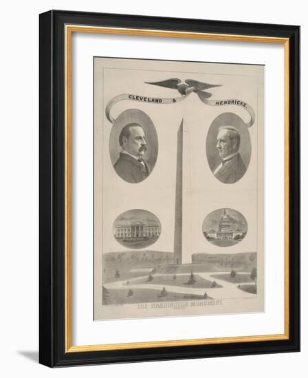 Washington Monument with Grover Cleveland and Thomas A. Hendricks-null-Framed Giclee Print