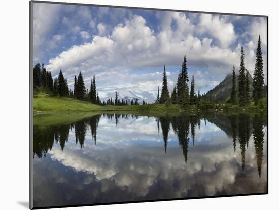 Washington, Mt. Rainier National Park. Mt. Rainier and Clouds Reflecting in Upper Tipsoo Lake-Gary Luhm-Mounted Photographic Print
