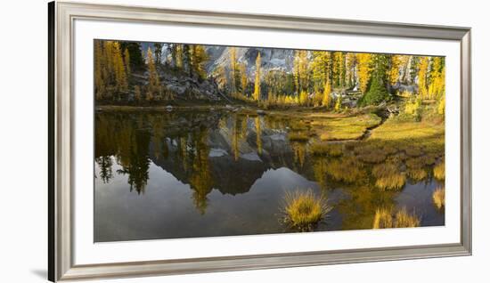 Washington, Mt. Stuart Reflects in a Tarn Near Horseshoe Lake, Alpine Lakes Wilderness. Panorama-Gary Luhm-Framed Photographic Print