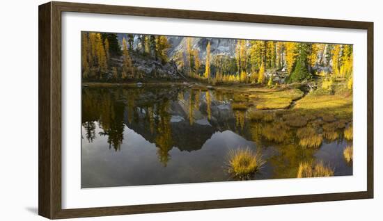 Washington, Mt. Stuart Reflects in a Tarn Near Horseshoe Lake, Alpine Lakes Wilderness. Panorama-Gary Luhm-Framed Photographic Print