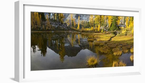 Washington, Mt. Stuart Reflects in a Tarn Near Horseshoe Lake, Alpine Lakes Wilderness. Panorama-Gary Luhm-Framed Photographic Print