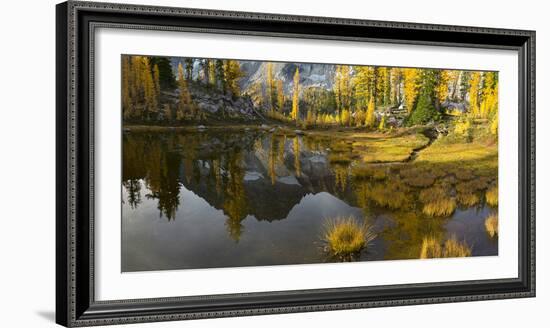 Washington, Mt. Stuart Reflects in a Tarn Near Horseshoe Lake, Alpine Lakes Wilderness. Panorama-Gary Luhm-Framed Photographic Print