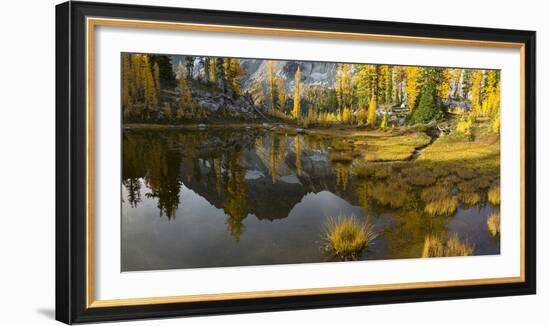 Washington, Mt. Stuart Reflects in a Tarn Near Horseshoe Lake, Alpine Lakes Wilderness. Panorama-Gary Luhm-Framed Photographic Print