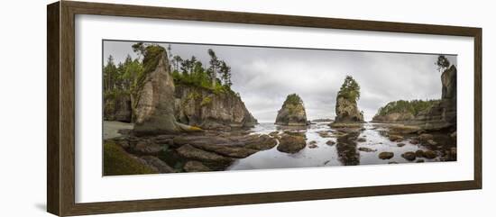 Washington, Panorama of Sea Kayakers Paddling at Cape Flattery on the Olympic Coast-Gary Luhm-Framed Photographic Print