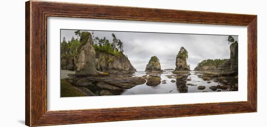 Washington, Panorama of Sea Kayakers Paddling at Cape Flattery on the Olympic Coast-Gary Luhm-Framed Photographic Print