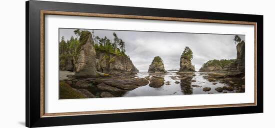 Washington, Panorama of Sea Kayakers Paddling at Cape Flattery on the Olympic Coast-Gary Luhm-Framed Photographic Print