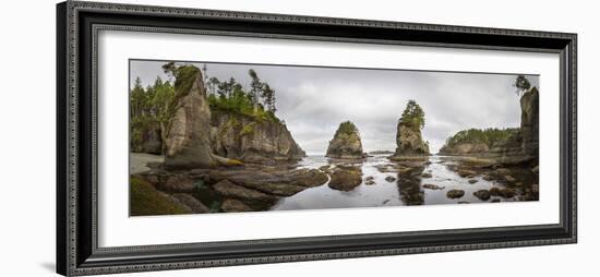 Washington, Panorama of Sea Kayakers Paddling at Cape Flattery on the Olympic Coast-Gary Luhm-Framed Photographic Print