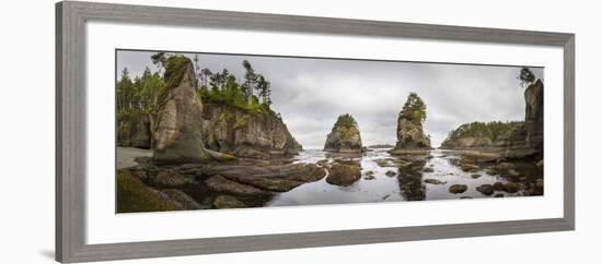 Washington, Panorama of Sea Kayakers Paddling at Cape Flattery on the Olympic Coast-Gary Luhm-Framed Photographic Print