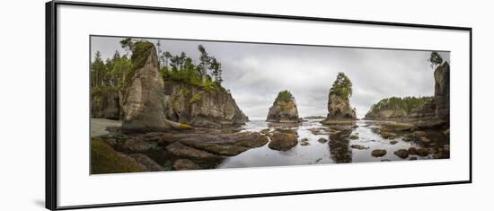 Washington, Panorama of Sea Kayakers Paddling at Cape Flattery on the Olympic Coast-Gary Luhm-Framed Photographic Print