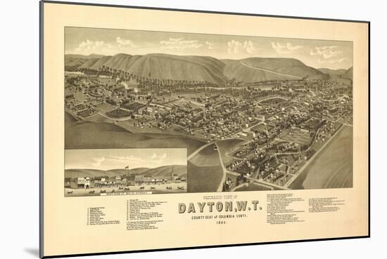 Washington - Panoramic Map of Dayton-Lantern Press-Mounted Art Print