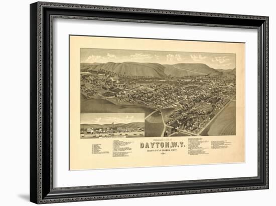 Washington - Panoramic Map of Dayton-Lantern Press-Framed Art Print