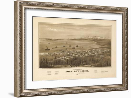 Washington - Panoramic Map of Port Townsend-Lantern Press-Framed Art Print