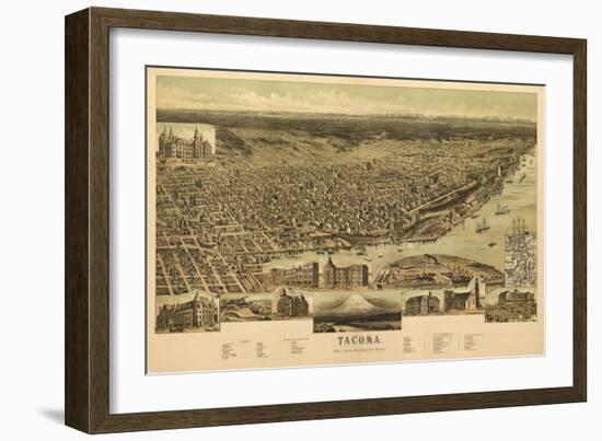 Washington - Panoramic Map of Tacoma-Lantern Press-Framed Art Print