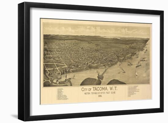 Washington - Panoramic Map of Tacoma-Lantern Press-Framed Art Print