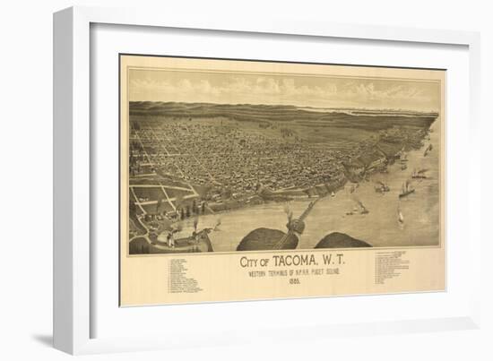 Washington - Panoramic Map of Tacoma-Lantern Press-Framed Art Print