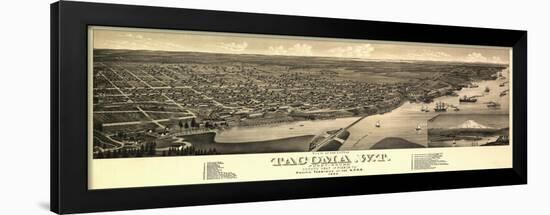 Washington - Panoramic Map of Tacoma-Lantern Press-Framed Art Print