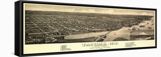 Washington - Panoramic Map of Tacoma-Lantern Press-Framed Stretched Canvas