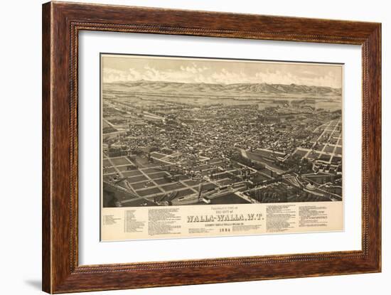 Washington - Panoramic Map of Walla Walla-Lantern Press-Framed Art Print